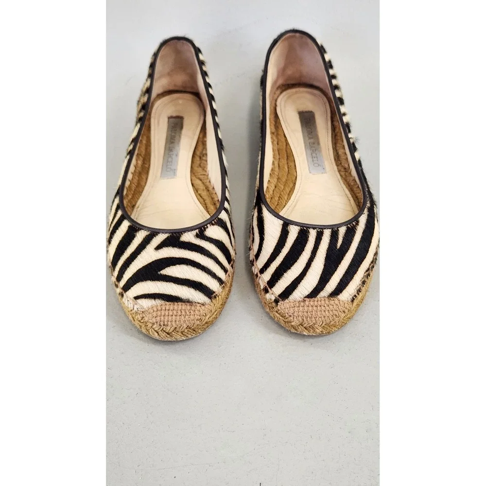 Paloma Barcelo Espadrille Flats Women 38 Zebra Calf Hair Animal Print Spain